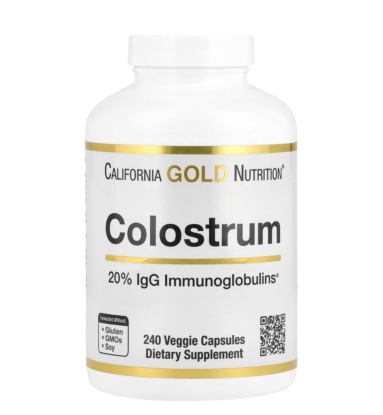 California Gold Nutrition, Colostrum, Колострум, Молозиво с 20% иммуноглобулинов IgG, 240 капсул