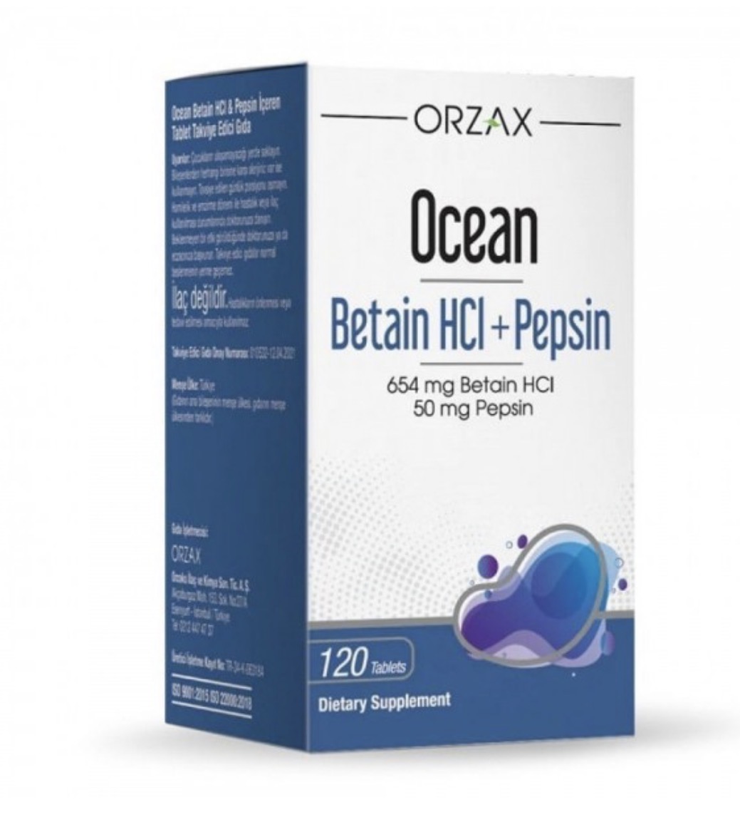 ORZAX, Betain HCL + Pepsin, Бетаин пепсин, 654 мг, 120 таблеток