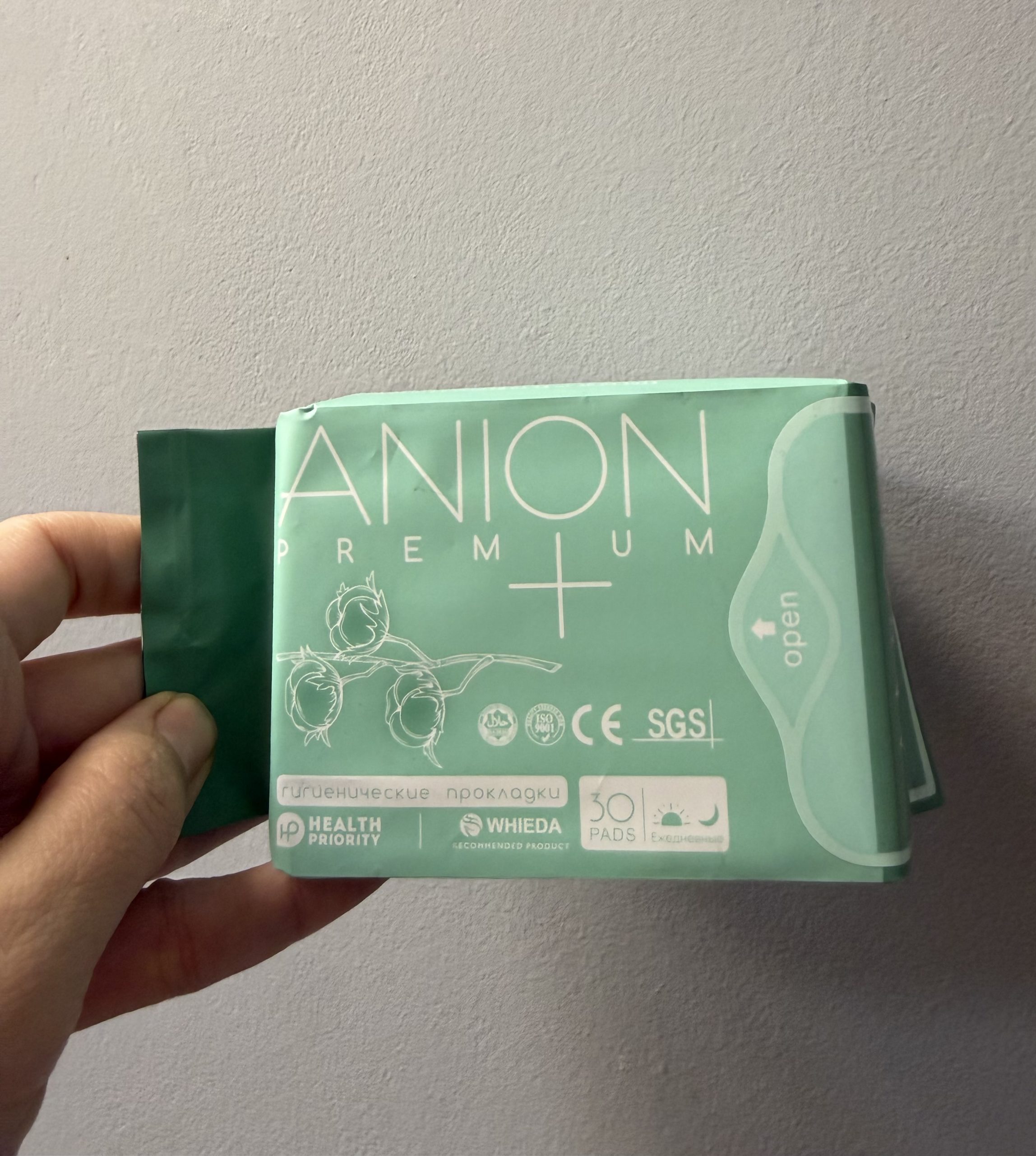 WHIEDA, Anion premium,  Анионовые гигиенические прокладки ежедневные, 30 штук