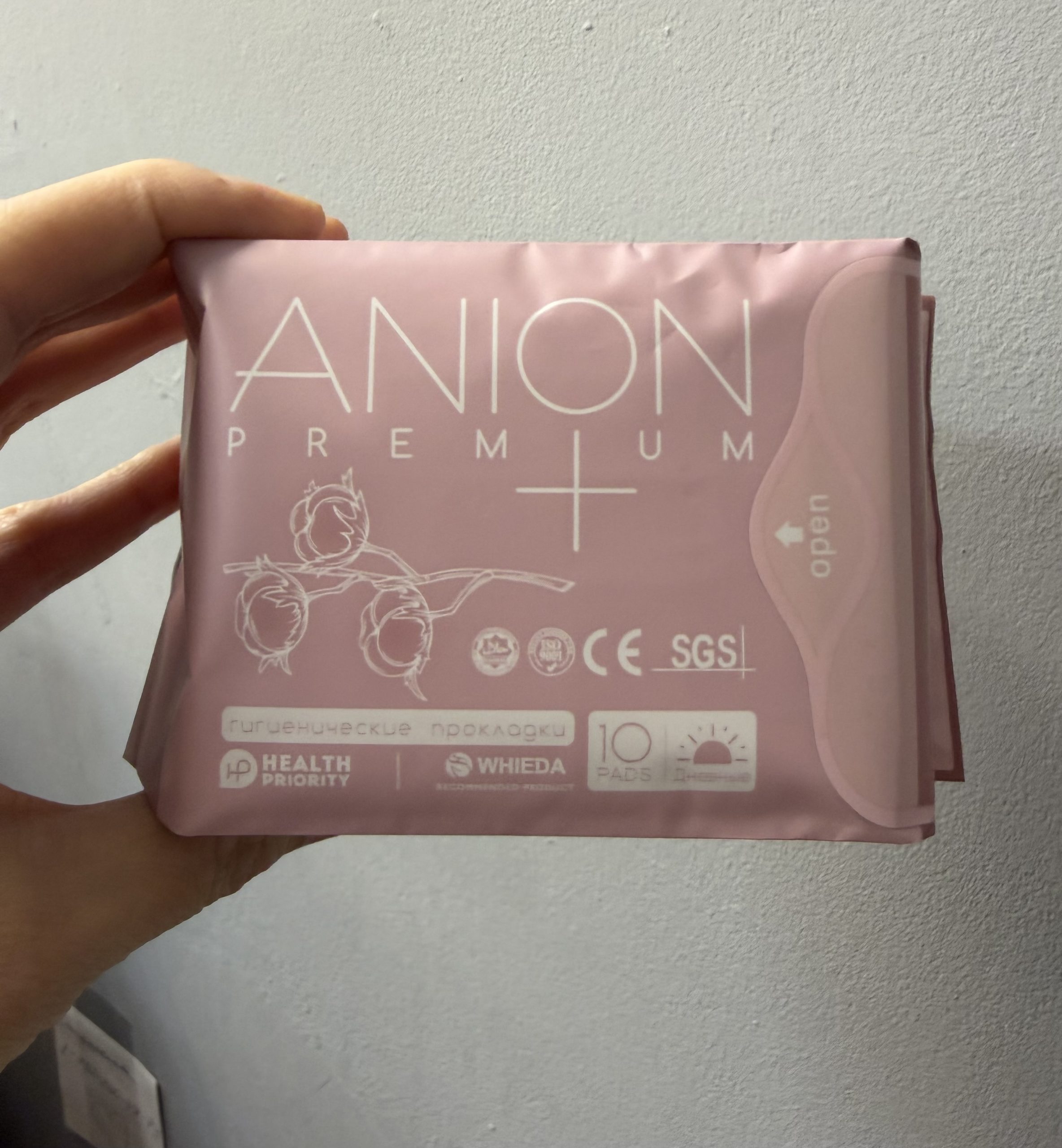 WHIEDA, Anion premium,  Анионовые гигиенические прокладки дневные, 10 штук