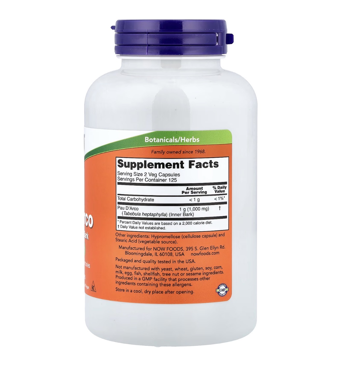 NOW, Пау Дарко, 500 мг, 250 капсул