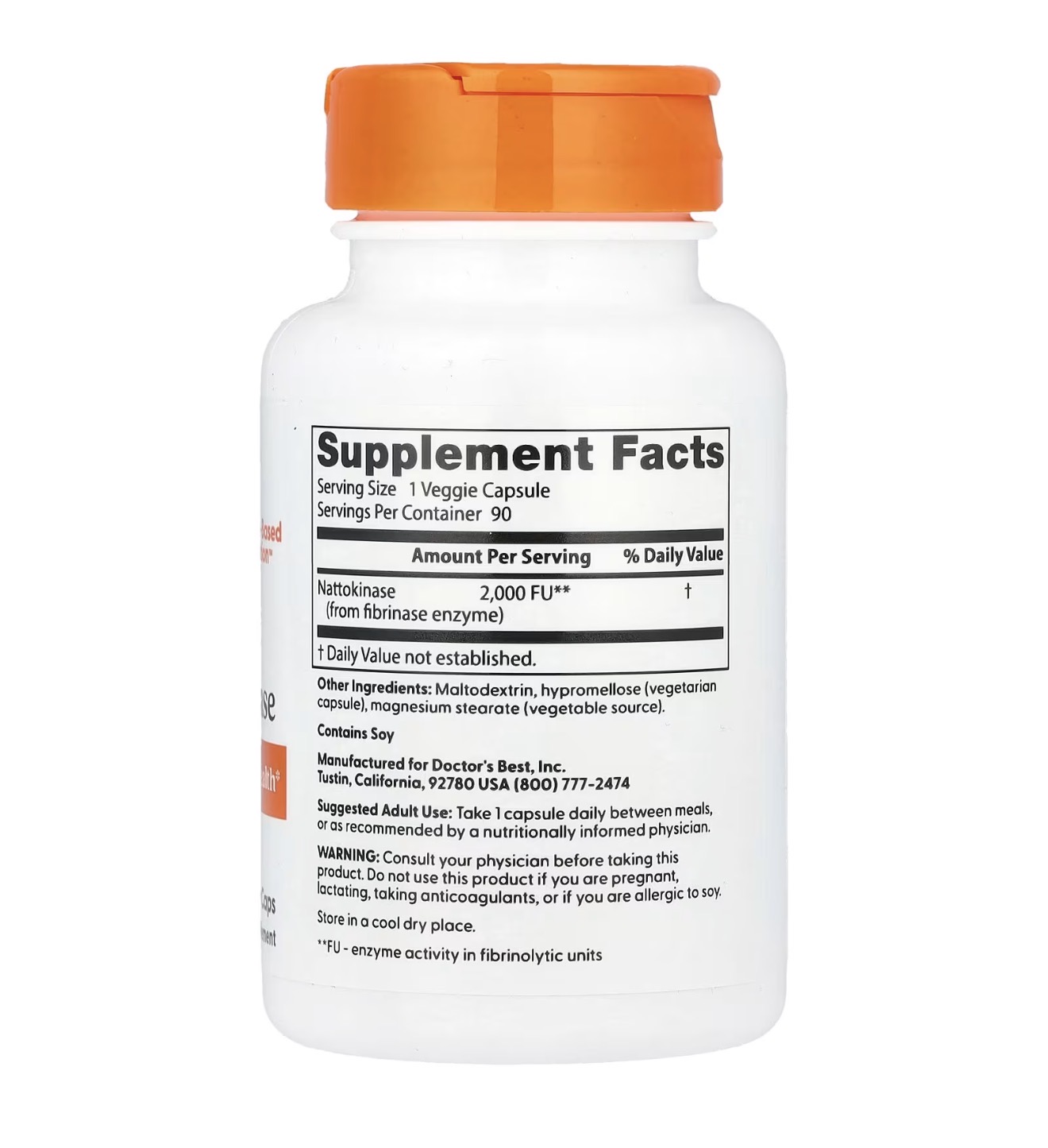 Doctor BEST, NATTOKINASE, Наттокиназа, 2000, 90 капсул