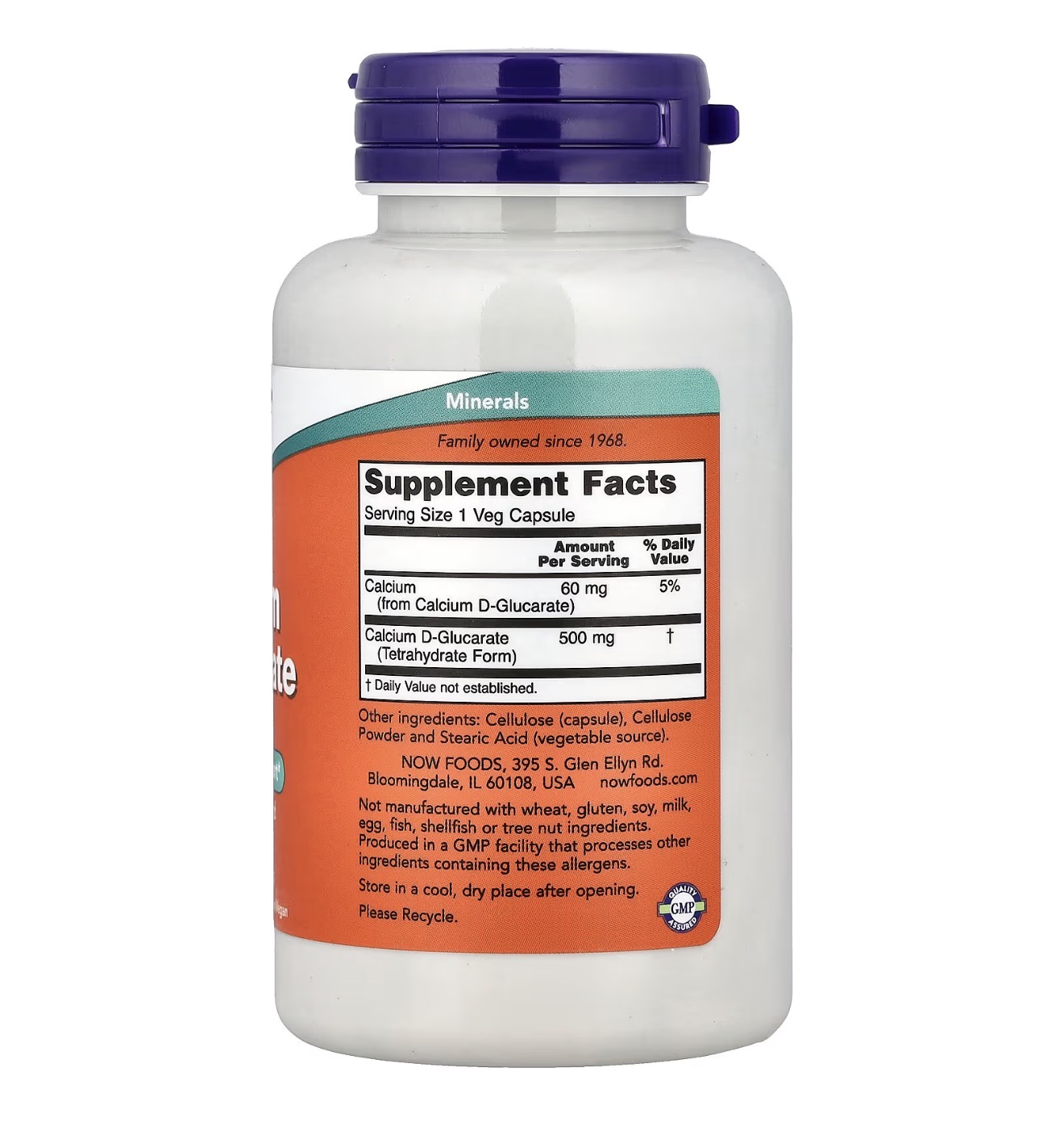 NOW, Calcium D-Glucarate, Кальций Д глюкорат, 500 мг, 90 капсул