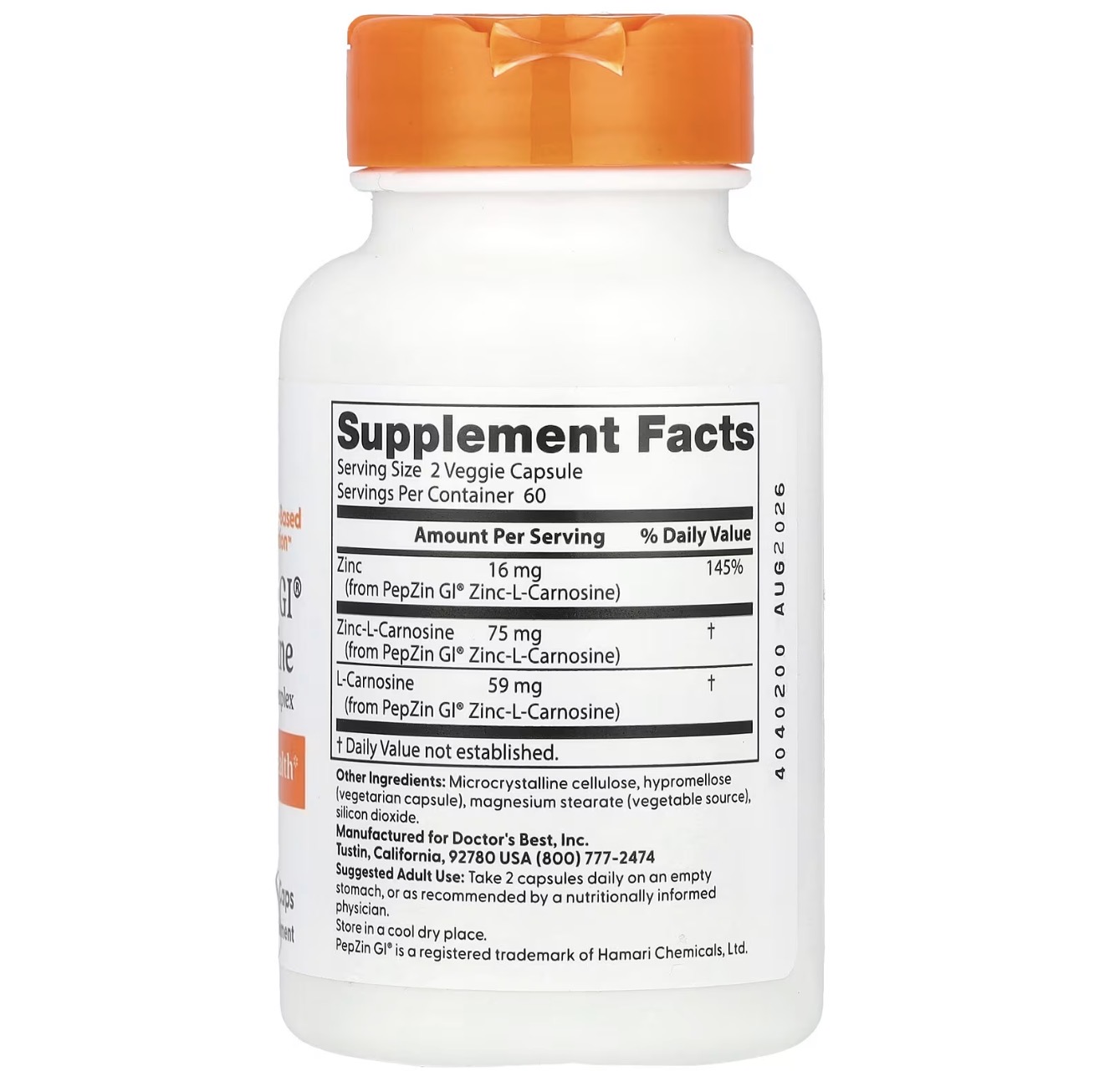 DOCTOR BEST, Цинк л карнозин, 120 капсул