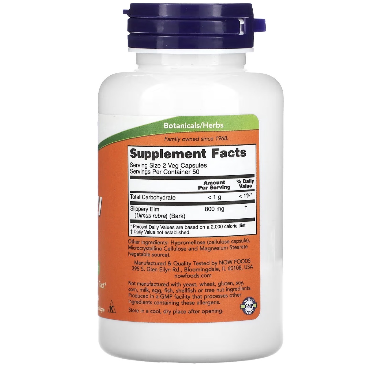 NOW, Скользский вяз, 400 мг, 100 капсул