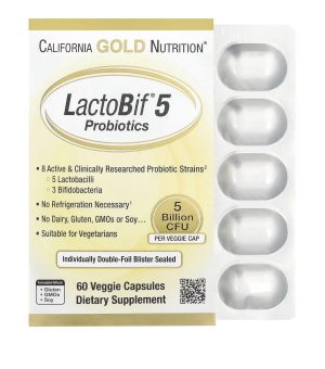 CALIFORNIA GOLD NUTRITION, LACTOBIF 5, Пробиотики, 5 биллионов, 60 капсул
