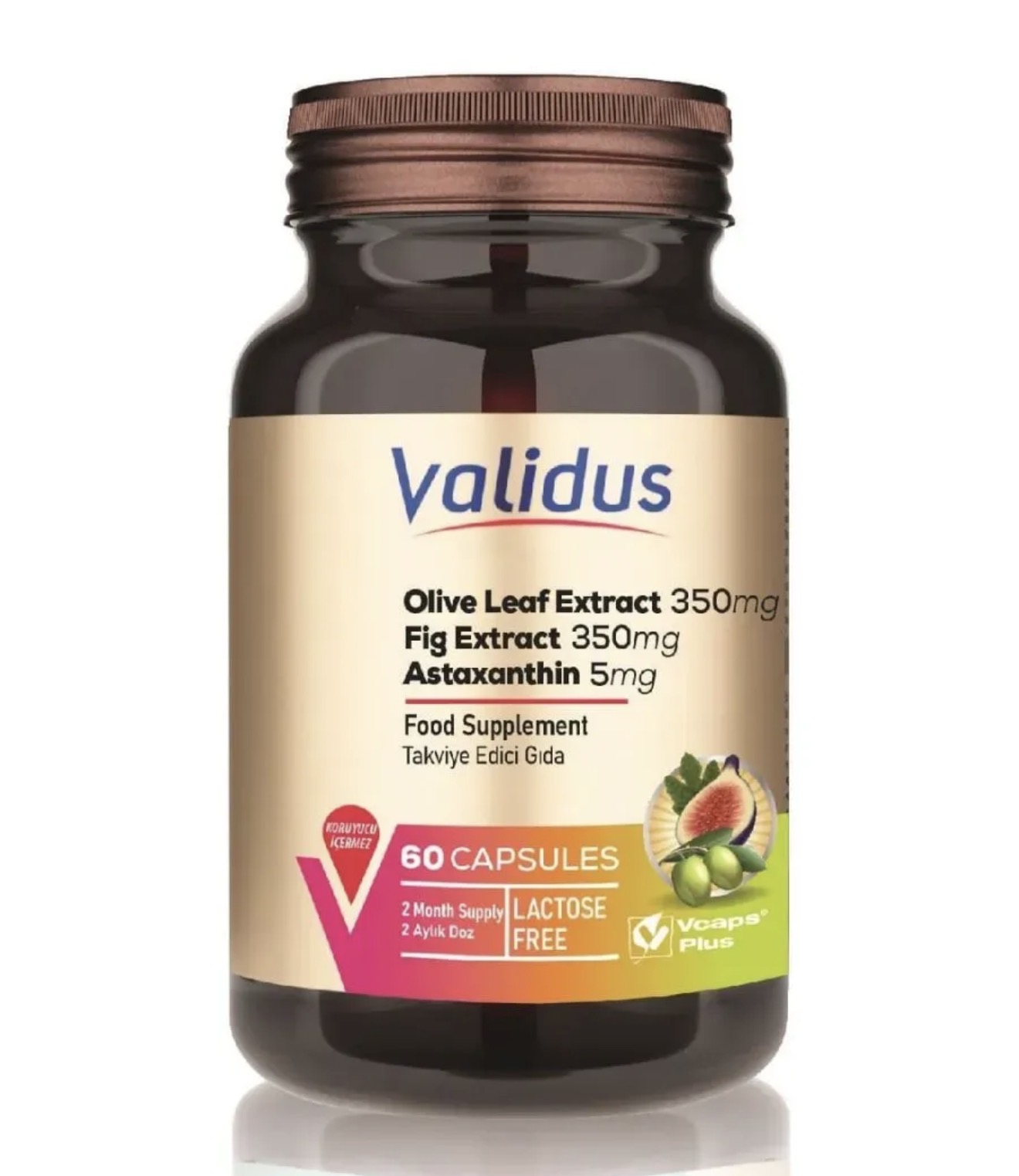 VALIDUS, Оливы экстракт, экстракт инжира, астаксантин. Антиоксидантный комплекс, 60 капсул