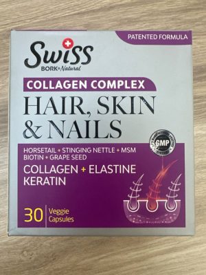 SWISS, Коллагеновый комплекс, HAIR, SKIN, NAILS, Кожа, ногти волосы, 30 капсул