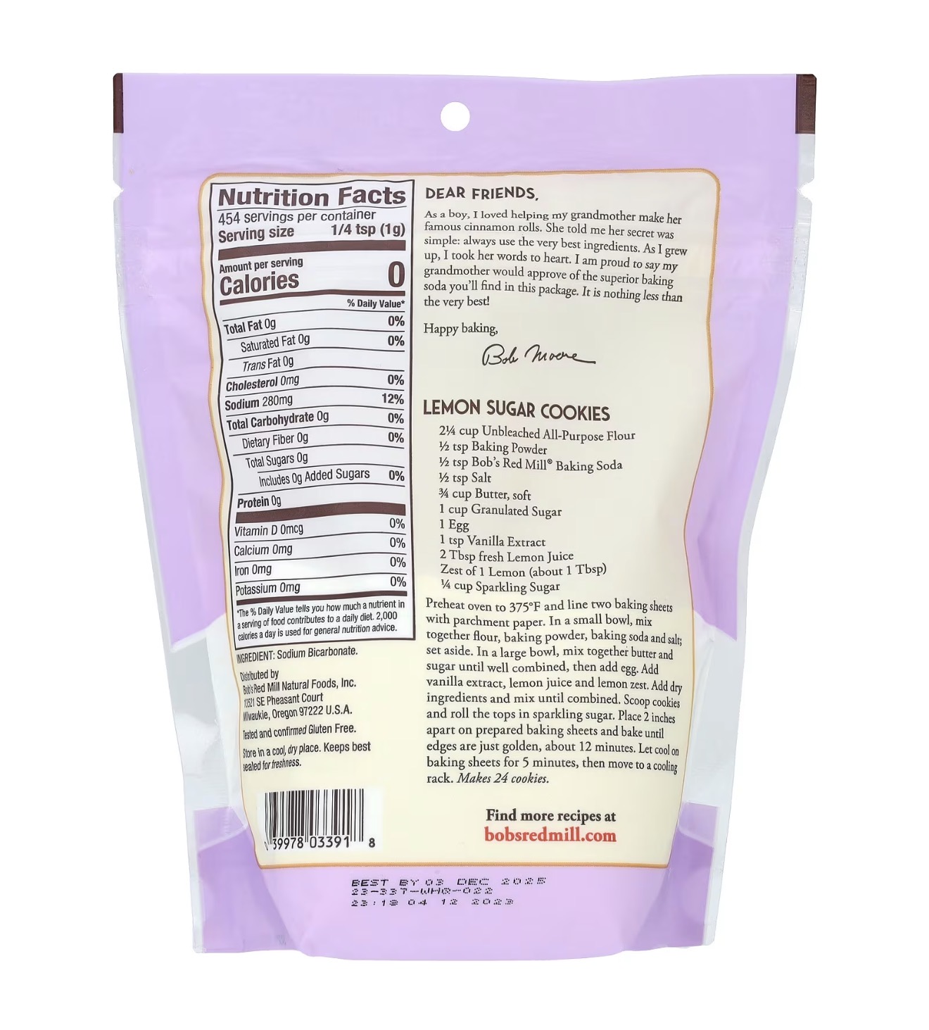 Bobs Red Mill, Baking soda, Органическая пищевая сода, 454 г