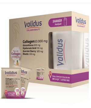 VALIDUS, Collagen beauty, Коллаген 10 000 мг + Эластин 100 мг + Глутатион 200 мг 30 пакетиков + шейкер,  Пептидный коллаген 10000 мг, комплекс с шейкером в подарок