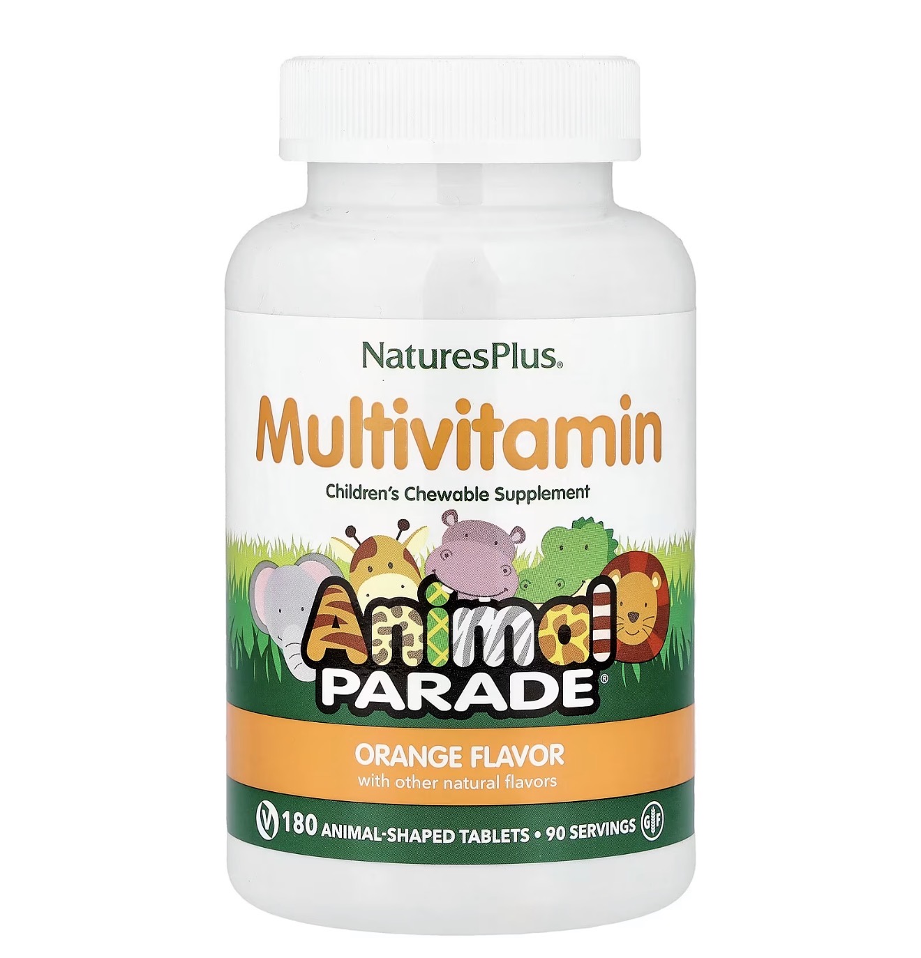 NaturesPlus Animal Parade®, жевательные мультивитамины для детей, со вкусом апельсина, 180 таблеток в форме животных