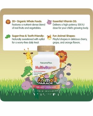 Natures Plus, Animal parade, multivitamin gold, 60 жевательных конфет