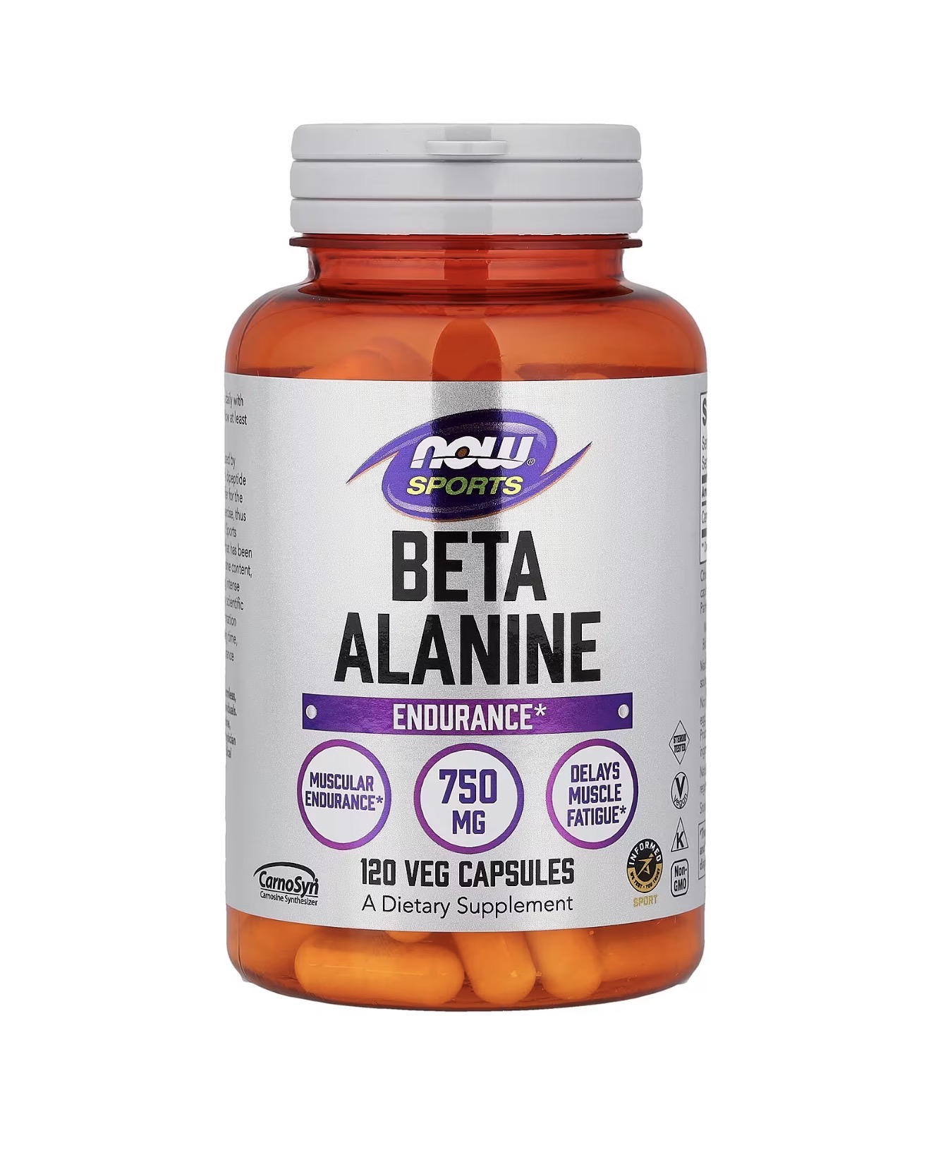 NOW, Beta alanine, Бета аланин, 750 мг, 120 капсул