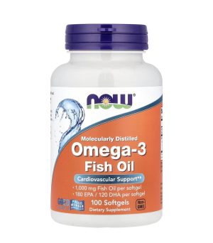 NOW, Омега 3 1000 мг, 180 epa/120dha, 100 капсул