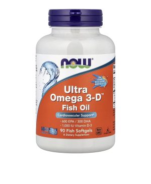 NOW, Омега 3 Д, 1000 мг, 600 epa/300dha + 1000 ме Д3, 90 капсул