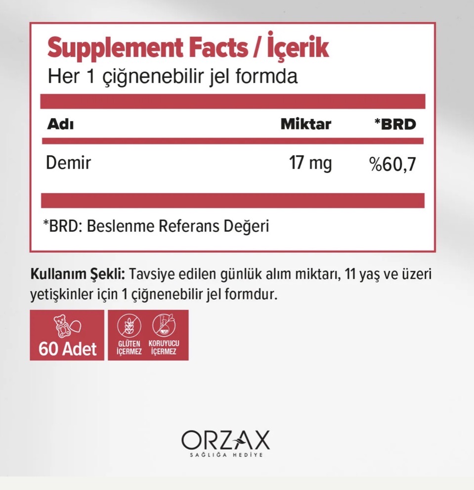 ORZAX, Железо, 17 мг, 60 мармеладок