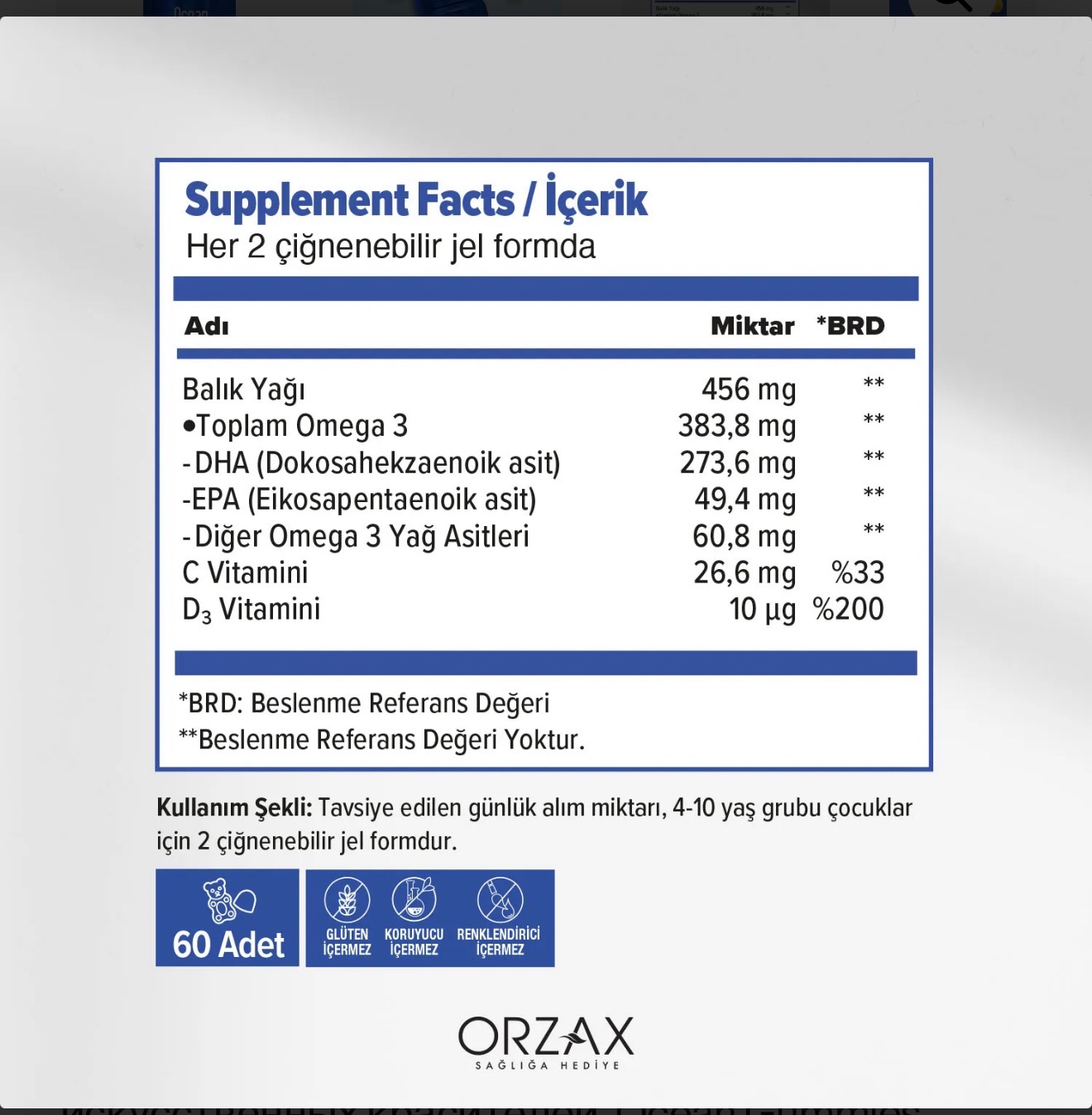 ORZAX, Ocean Gummies, Омега 3, 60 мармеладок