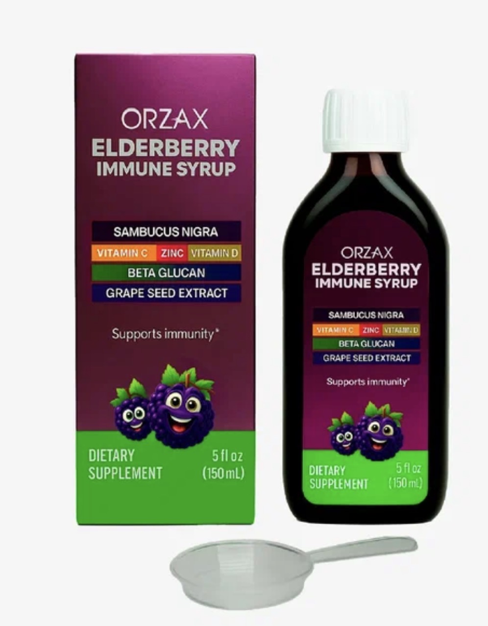 ORZAX, Elderberry immune syrup, Сироп для иммунитета с бузиной, 150 мл